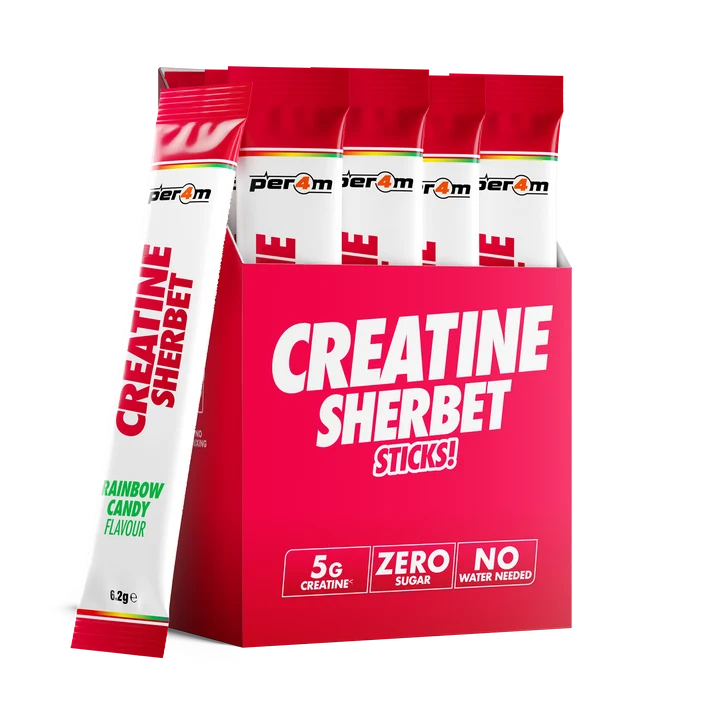 Creatine sherbet stick packs, rainbow candy flavour, 6.2g each