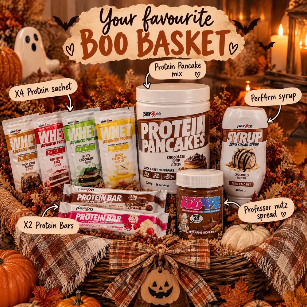 Protein pancake mix and syrup gift bundle with protein bars and spread, assorted flavors