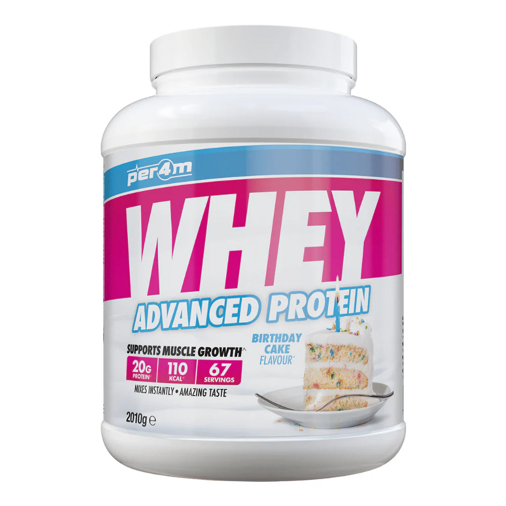 Per4m whey protein powder advanced formula birthday cake flavor 2010g container for muscle growth