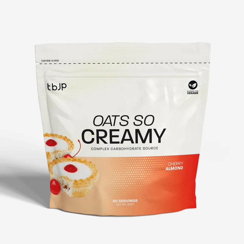 Oats So Creamy powder pouch, Cherry Almond flavor, front view