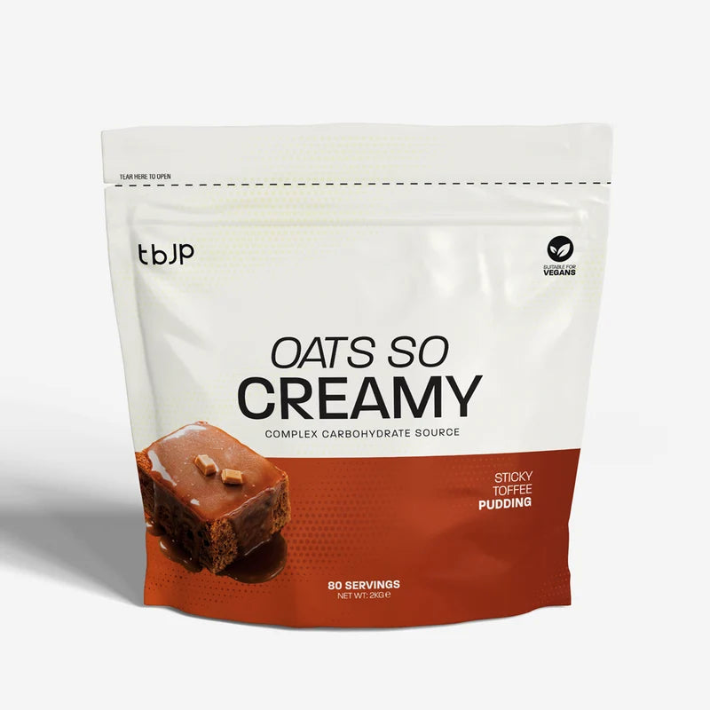 Oats So Creamy powder pouch, Sticky Toffee Pudding flavor, front view