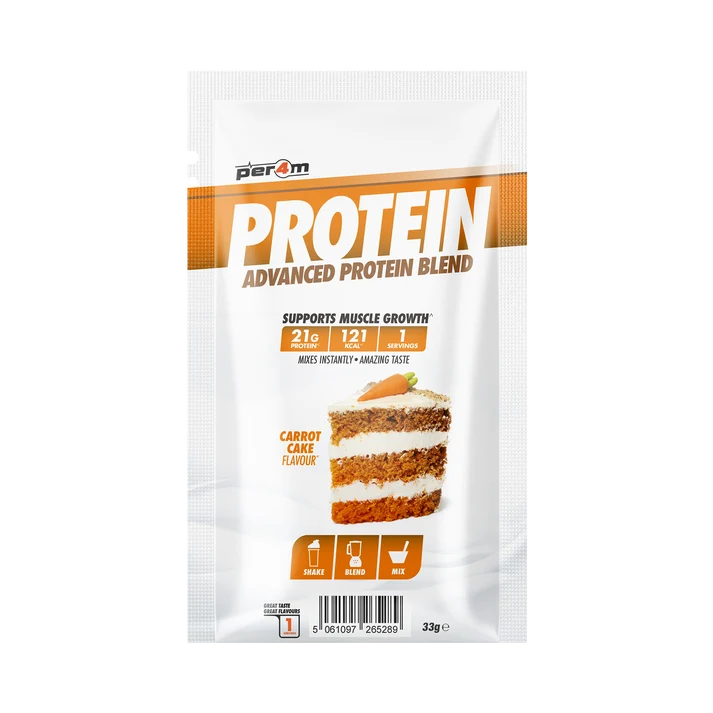 Per4m whey protein blend sample sachet, Carrot Cake flavor, 33 g