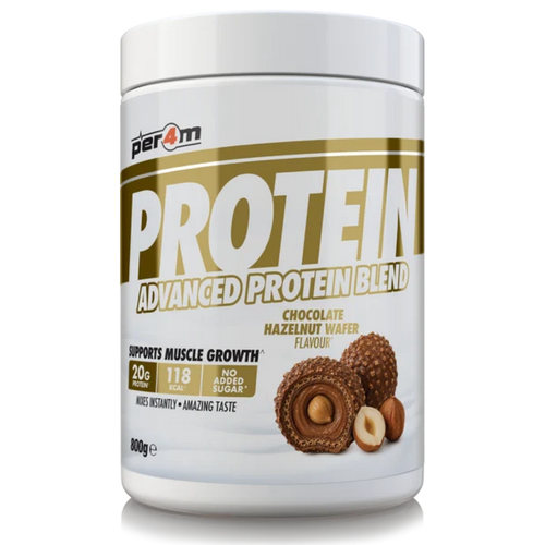 Per4m Advanced Whey Protein Blend tub, Chocolate Hazelnut Wafer flavour, 800g