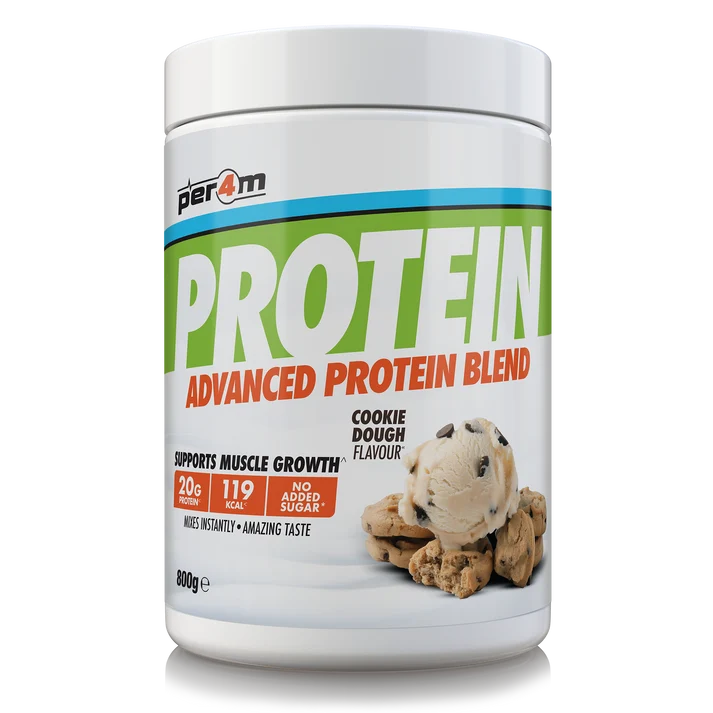 Per4m Advanced Whey Protein Blend tub, cookie dough flavor, 800g