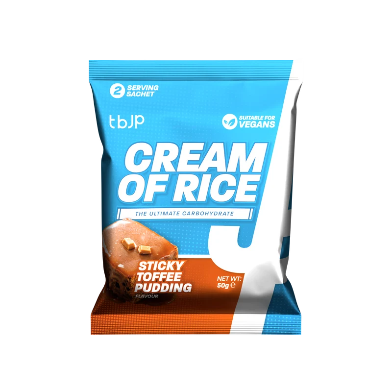 t.b.j.p Cream of Rice travel sachet, Sticky Toffee Pudding flavor, 50 g