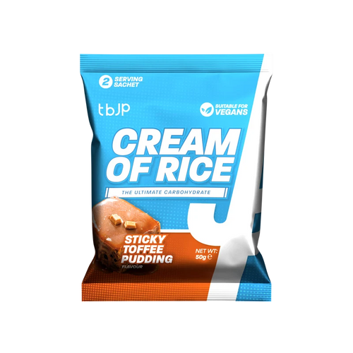 t.b.j.p Cream of Rice travel sachet, Sticky Toffee Pudding flavor, 50 g