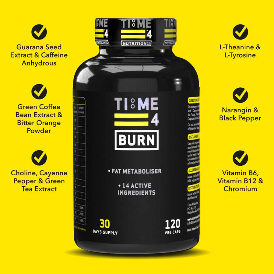 Time 4 Burn Thermogenic Fat Metaboliser 120 Capsules BBE June 26