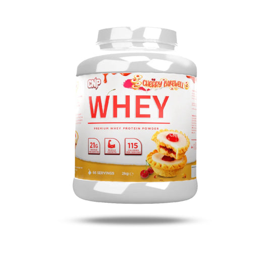 CNP Professional Premium Whey Protein 2kg Cherry Bakewell BBE June 26