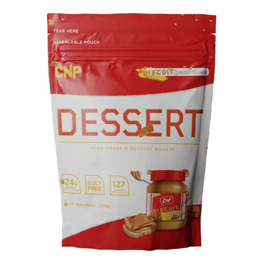 CNP Dessert high protein dessert mousse in resealable pouch with 24 grams protein and biscuit flavor