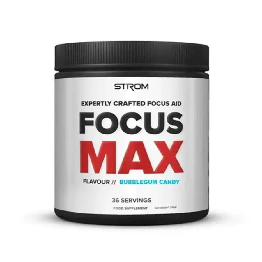 Focus Max sports supplement tub, bubblegum candy flavor, 36 servings