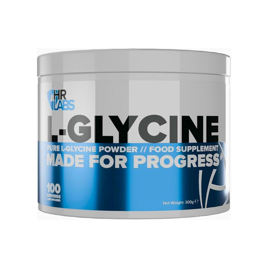 HR Labs Glycine unflavored powder supplement tub, 300 g, resealable lid
