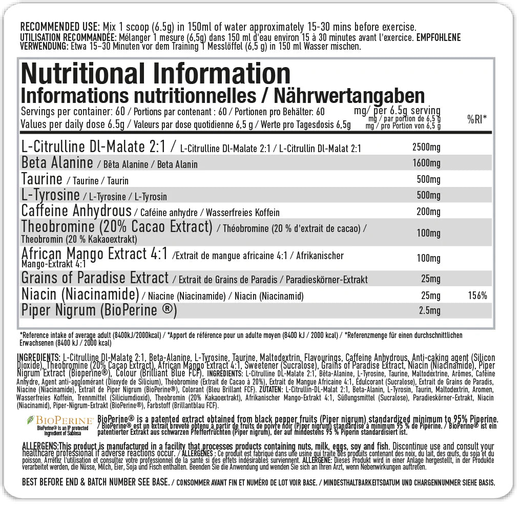 Per4m Energy Pre Workout 390g