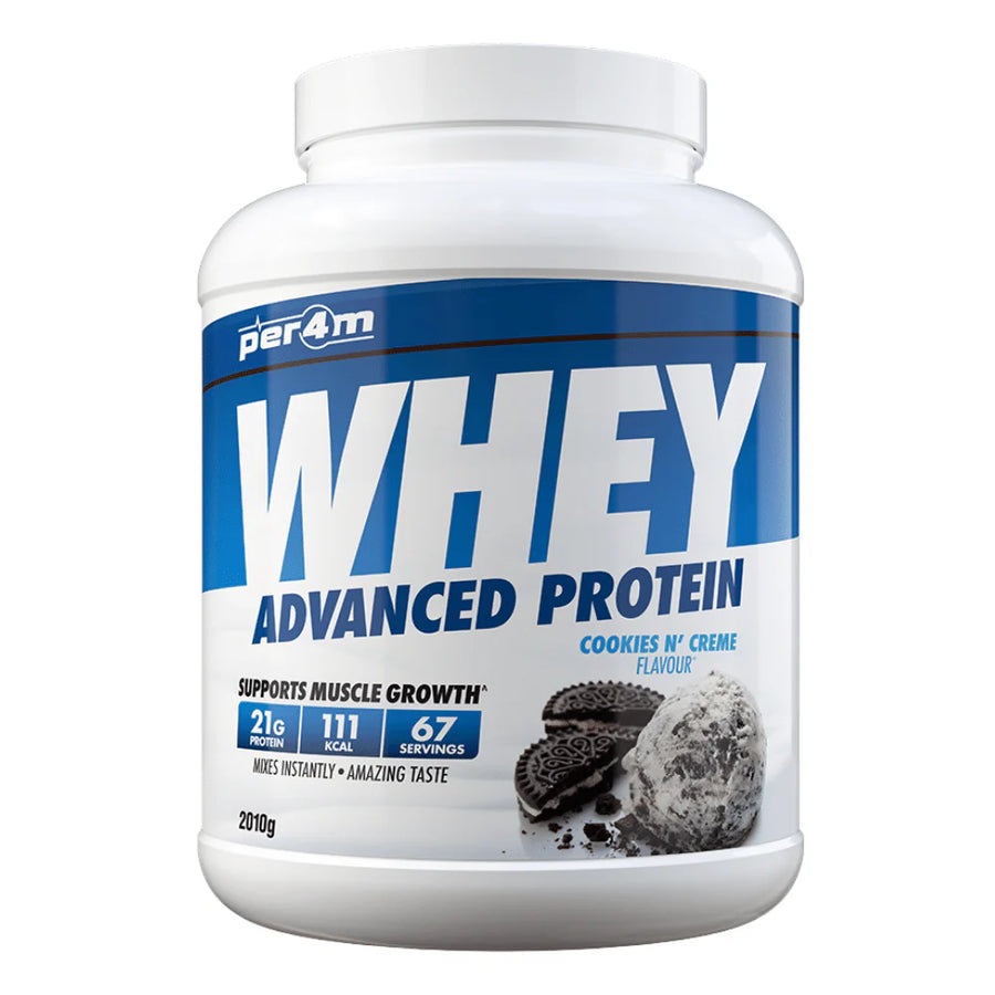 Per4m whey protein powder Cookies N' Creme flavor 2010g container with 21g protein per serving