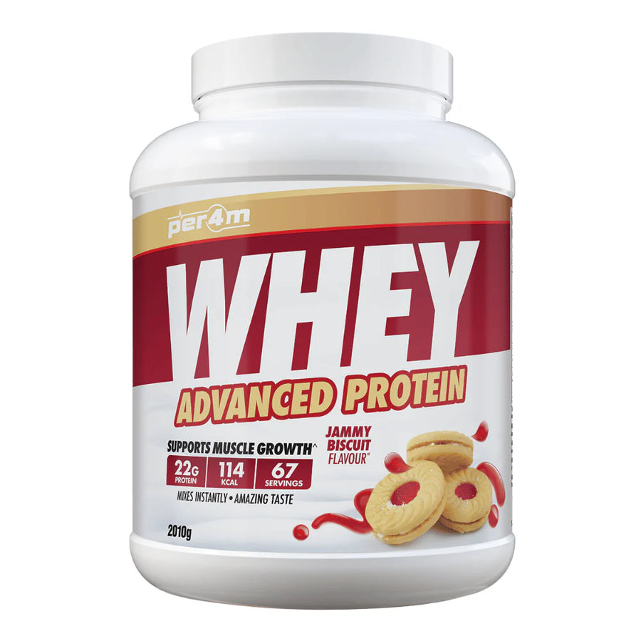 Per4m whey protein powder advanced protein jammy biscuit flavor 2010g container
