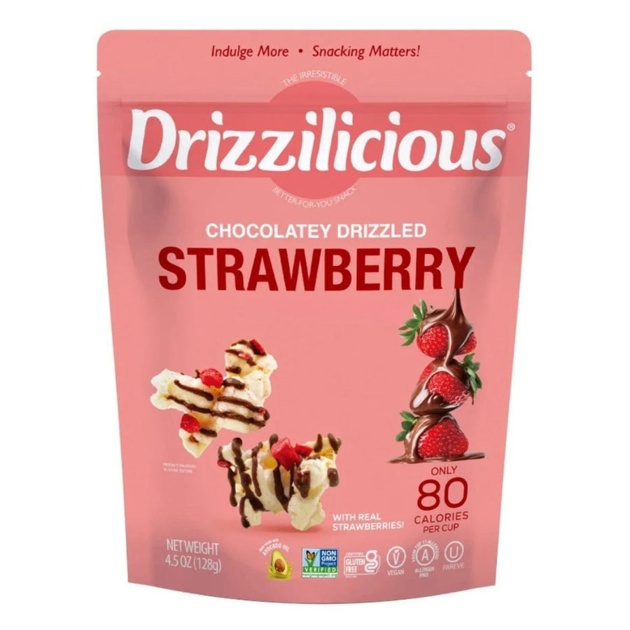 Strawberry chocolate drizzled kettle corn snack bag (128g)
